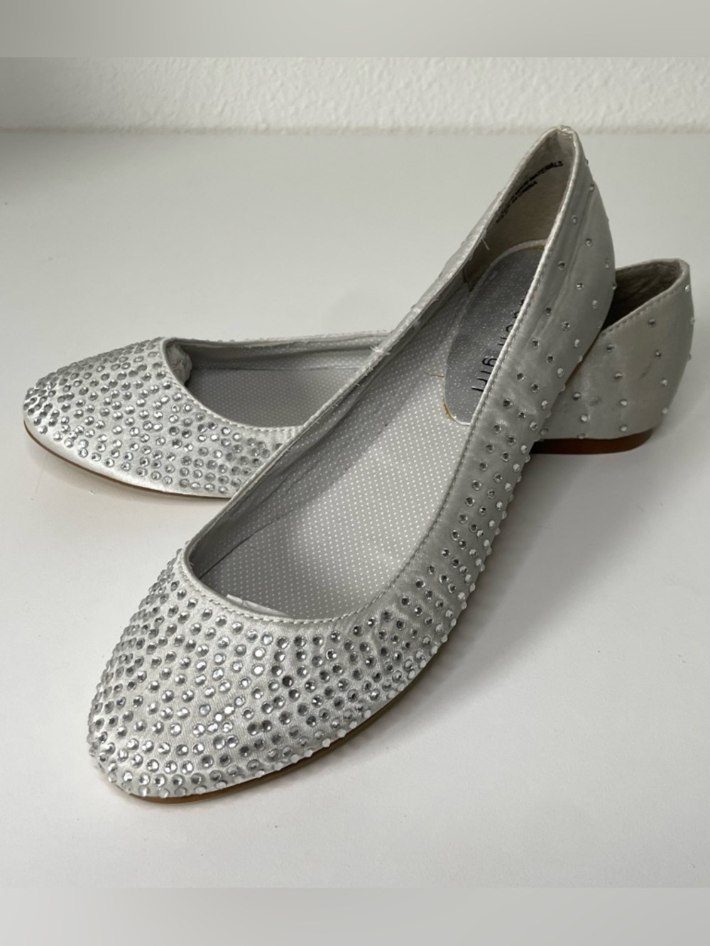 Madden Girl Silver Rhinestone-Embellished Ballet Flats Sz 7 NWT